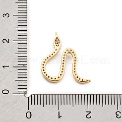 真鍮製マイクロパヴェキュービックジルコニアペンダント  スネークチャーム  ゴールドカラー  19x17.5x2.5mm  穴：0.8mm&nbsp;LS-KK-M321-01A-G