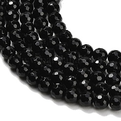 ナチュラルブラックオニキスビーズ連売り  多面カット  ラウンド  染め＆加熱  6mm  穴：0.9mm  約63~64個/連  15.16~15.28''（38.5~38.8センチメートル）&nbsp;G-C280-B01-6mm