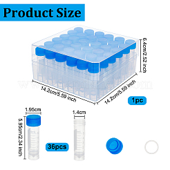 プラスチック試験チューブ36本  ビーズの容器  スクリューキャップ付き  透明  59.5x19.5mm  内径：14mm&nbsp;CON-OC0001-81