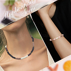 DIY Disc/Flat Round Polymer Clay Beads Stretch Bracelets Making Kits&nbsp;DIY-SP0003-41