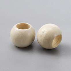 染色されていないオイルコーティングされた木製ビーズ  大穴ビーズ  ロンデル  リネン  19~19.5x15mm  穴：10mm&nbsp;WOOD-TAC0014-09