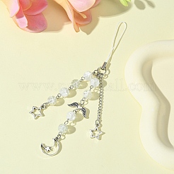 ガラス＆合金製携帯ストラップ  アンティークシルバー  14.5cm&nbsp;HJEW-FS00007