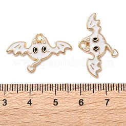 ハロウィンアロイエナメルペンダント  ライトゴールド  悪魔猫のチャーム  ホワイト  16.5x26.5x1.5mm  穴：1.5mm&nbsp;ENAM-Z022-02E