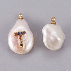 Natural Cultured Freshwater Pearl Pendants&nbsp;PEAR-F008-32G-T