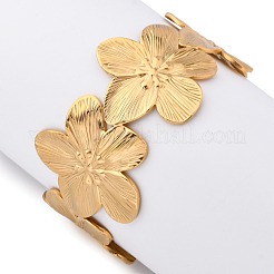 女性用304ステンレススチールカフバングル  花  1-1/4インチ（3.15cm）  内径：2-3/8インチ（6.1cm）&nbsp;BJEW-P347-02C