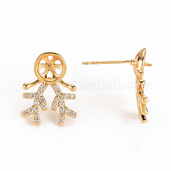 Brass Micro Pave Clear Cubic Zirconia Earring Findings&nbsp;KK-S356-256-NF
