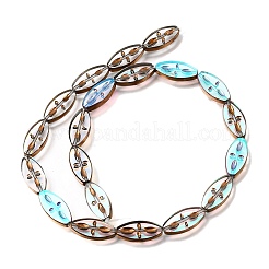 電気メッキ透明ガラスビーズ連売り  馬の目  カラフル  19.5x9.5x3.3mm  穴：1mm  約20個/連  15.75''（40センチメートル）&nbsp;GL-CBA98F0-08B