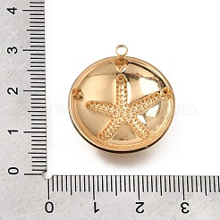 304ステンレスペンダント  ヒトデのチャームが付いたフラットラウンド  ゴールドカラー  26.5x24x5.5mm  穴：2mm&nbsp;SA-CBAD9BF-08G