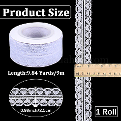 ポリエステルリボン1ロール  レースリボン  洋服アクセサリー用  ホワイト  1-1/8インチ（30mm）  約9.84ヤード（9m）/ロール&nbsp;OCOR-CP0001-359A
