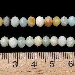 天然花アマゾナイトビーズ連売り  多面カット  ロンデル  5.5~6.5x4.5mm  穴：1mm  約91~94個/連  15.35''（39cm）〜15.43''（39.2cm）&nbsp;G-D344-A35