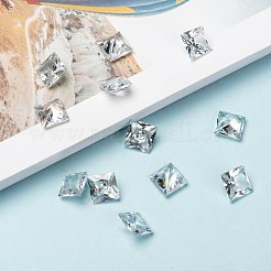 スクエア形キュービックジルコニア尖底カボション  多面カット  透明  10x10mm&nbsp;ZIRC-R008-10x10-02