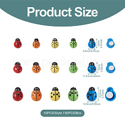 150 個 3 スタイルのプラスチックカボション  てんとう虫  ミックスカラー  13~18.5x9.5~13.5x5.8~6mm  50個/スタイル&nbsp;KY-PJ0001-03