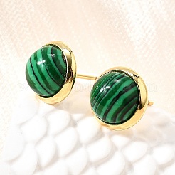 Brass Half Round Stud Earrings&nbsp;EJEW-Z124-03G