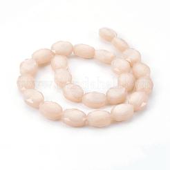 パール光沢メッキガラスビーズ連売り  多面カットオーバル  アンティークホワイト  16x12x7~7.5mm  穴：1mm  約24個/連  15インチ&nbsp;EGLA-E037-PL02
