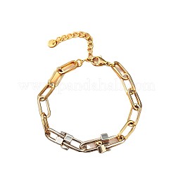 Dou Tone 304 Stainless Steel Paperclip Chain Bracelets&nbsp;WGBC220-01