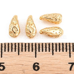 真鍮ビーズ  ニッケルフリー  槌目模様のティアドロップ  18KGP本金メッキ  7x3x3mm  穴：1.6mm&nbsp;KK-A298-07G