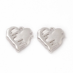 合金ペンダント  とろけるハートチャーム  プラチナ  18x18x3.8mm  穴：1.6mm&nbsp;FIND-E026-05P