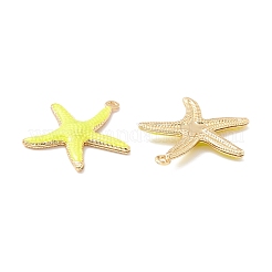 ラックメッキ真鍮エナメルペンダント  長持ちメッキ  18KGP本金メッキ  カドミウムフリー＆ニッケルフリー＆鉛フリー  ヒトデ  ミックスカラー  22x20x2.5mm  穴：1mm&nbsp;KK-B053-11G