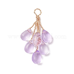 Light Gold Copper Wire Wrapped Transparent Glass Pendants&nbsp;PALLOY-JF04865