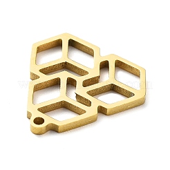 304ステンレスペンダント  レーザー切断  六角チャーム  ゴールドカラー  15x15x1mm  穴：1.2mm&nbsp;STAS-D036-05G