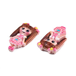 オペーク樹脂カボション  女の子  パールピンク  23x12.5x4mm&nbsp;LS-CRES-N018-052