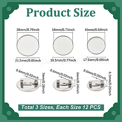 36Pcs 3 Style 304 Stainless Steel Brooch Cabochon Settings&nbsp;STAS-UN0029-40