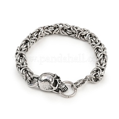 9MM 201 Stainless Steel Skull Byzantine Chain Bracelets for Men Women&nbsp;BJEW-B143-07ASP