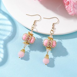 Lantern 304 Stainless Steel Synthetic Imperial Jasper Dangle Earrings&nbsp;EJEW-MZ00609-02
