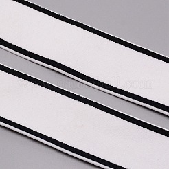 ナイロン弾性リボン  服飾材料  縞模様  フラット  ホワイト  40mm&nbsp;NWIR-WH0005-07A