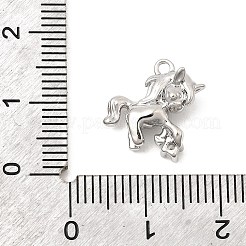真鍮製マイクロパヴェキュービックジルコニアペンダント  ユニコーンチャーム  プラチナ  13.5x12x6.5mm  穴：1.4mm&nbsp;KK-L263-01B-P