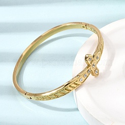 304 Stainless Steel Crystal Rhinestone Religion Cross Hinged Cuff Bangles for Women&nbsp;SA-CBA61B8-13G