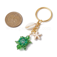 Tortoise Glass Seed Beaded Keychain&nbsp;KEYC-MZ00023-02