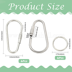 6Pcs 304 Stainless Steel Screw Carabiner Lock Charms&nbsp;STAS-FS0002-35