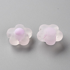 透明なアクリルビーズ  艶消し  二層ビーズ  花  プラム  16.5x17x9.5mm  穴：2.5mm  約390個/500g&nbsp;TACR-S152-09C-09