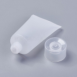 30mlのPEプラスチックスクイーズボトル  PPプラスチック蓋付き  メイクアップホース  フェイシャルクレンザーチューブ  顔クリーム容器  ポータブル旅行の詰め替え可能なボトル  ホワイト  8.5x4.6cm  容量：30ml（1.01液量オンス）&nbsp;X1-MRMJ-WH0037-01B
