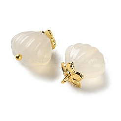 天然瑪瑙の貝殻型ペンダント  ゴールデントーン真鍮パーツ  16~16.5x12.5~13.5x8.5~9.5mm  穴：1.8mm&nbsp;G-G179-04