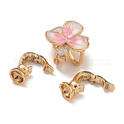 Brass Micro Pave Clear Cubic Zirconia Fold Over Clasps&nbsp;KK-U037-22G-03