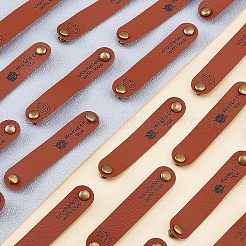 30セット2スタイルのPUレザーラベル  手作りのエンボスタグ  穴と鉄のリベット付き  DIYジーンズ用  バッグ  靴  帽子アクセサリー  単語付きの角丸長方形  混合模様  12x65x0.5mm  穴：2.6mm  15セット/スタイル&nbsp;DIY-FG0003-24