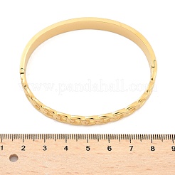 女性用304ステンレススチールヒンジ付きバングル  イオンプレーティング（ip）  14KGP本金メッキ  内径：1-7/8x2-3/8インチ（4.9x5.95cm）&nbsp;AJEW-P127-25G