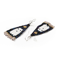 Glass Seed Braided Ghost Chandelier Earrings&nbsp;EJEW-B012-05