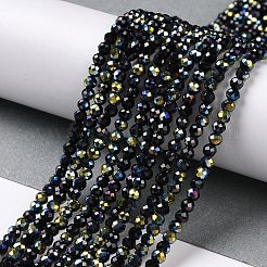 電気メッキガラスビーズセット  半分メッキ  多面カットラウンド  ABカラーメッキ  3x2.5mm  穴：0.7mm  約130~135個/連  12.99~14.17インチ（33~36cm）&nbsp;GLAA-H021-01B-HP03