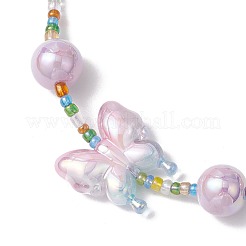 アクリルモバイルストリップ  ガラス模造パールのビーズで  蝶  プラム  210~220mm&nbsp;HJEW-JM03326-01