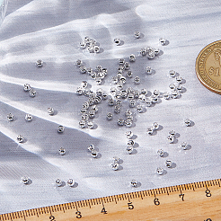 真鍮ビーズ100個  長持ちメッキ  コルゲートラウンド  925銀メッキ  3x2.5mm  穴：1.2mm&nbsp;KK-HS0015-29S