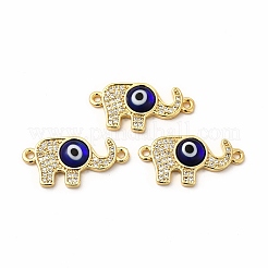 Rack Plating Real 18K Gold Plated Brass Micro Pave Clear Cubic Zirconia Connector Charms&nbsp;ZIRC-L102-05G