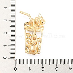 合金ラインストーンブローチ  プラスチック模造パールと  ミルクティードリンクピン  ゴールドカラー  34x19.5x5mm&nbsp;JEWB-P023-07G