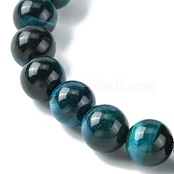 Dyed Natural Tiger Eye Round Beaded Stretch Bracelets for Women&nbsp;BJEW-TA00437