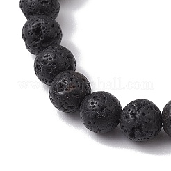 Natural Lava Rock Round Beaded Stretch Bracelets&nbsp;BJEW-JB10207