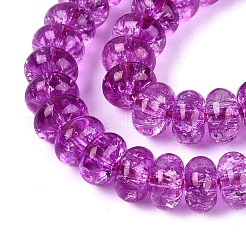 クラックル透明ガラスビーズ連売り  ロンデル  暗い蘭  8~8.5x4~5mm  穴：1~1.2mm  約79~81個/連  14.37~14.76インチ（36.5~37.5cm）&nbsp;GLAA-N074-02A-07