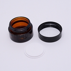ガラス化粧品クリームジャー  ABS蓋付き  空の詰め替え可能なボトル  コラム  サドルブラウン  47x33mm  容量：20g&nbsp;MRMJ-WH0062-66B