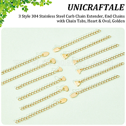 30Pcs 3 Style 304 Stainless Steel Curb Chain Extender&nbsp;STAS-UN0054-66